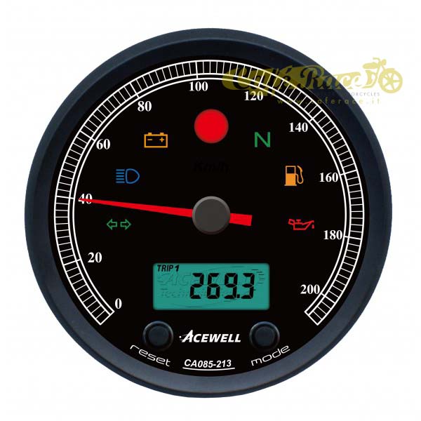 Acewell CA085 cafe racer personnalisé noir compteur kilométrique / tachymètre instrument
