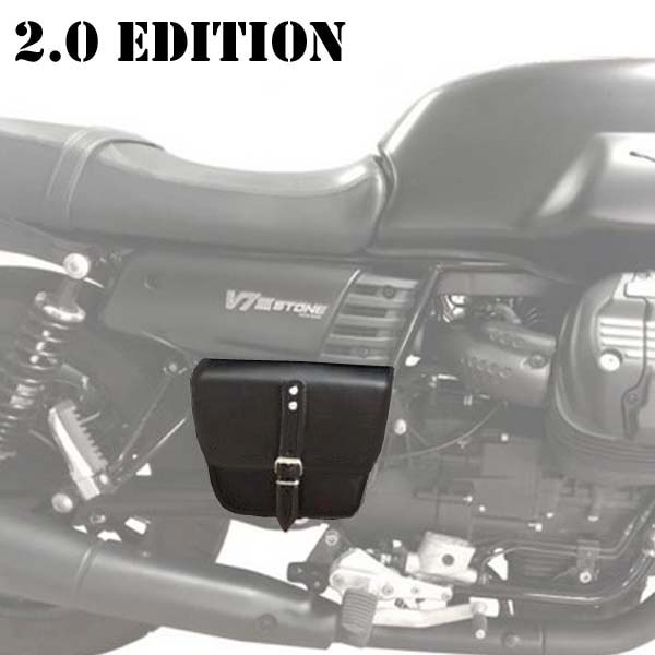 Borsa fianchetto pelle nera per MOTO GUZZI V7 III - V9 - V7 850 Special Edition