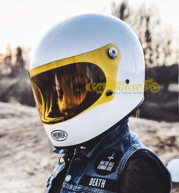 Visiera Premier TROPHY ORANGE gialla moto epoca casco vintage cafe racer