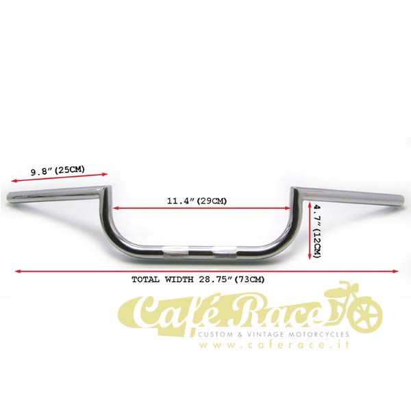 Spaan Clubman 1" (25.4mm) chromed steel motorcycle handlebar for Cafè racer