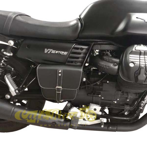 Borsa borsello da fianchetto in pelle NERO per MOTO GUZZI V7 III e V9